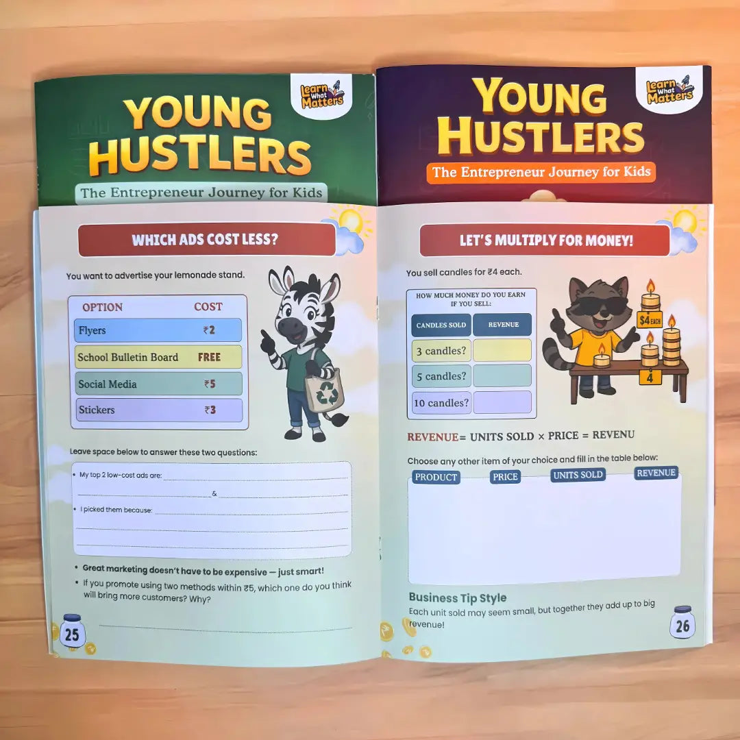 Young Hustlers™ 4-Level Kids Entrepreneurship Bundle — Money Math, Business Basics, Smart Strategy & Leadership (Ages 7–14)