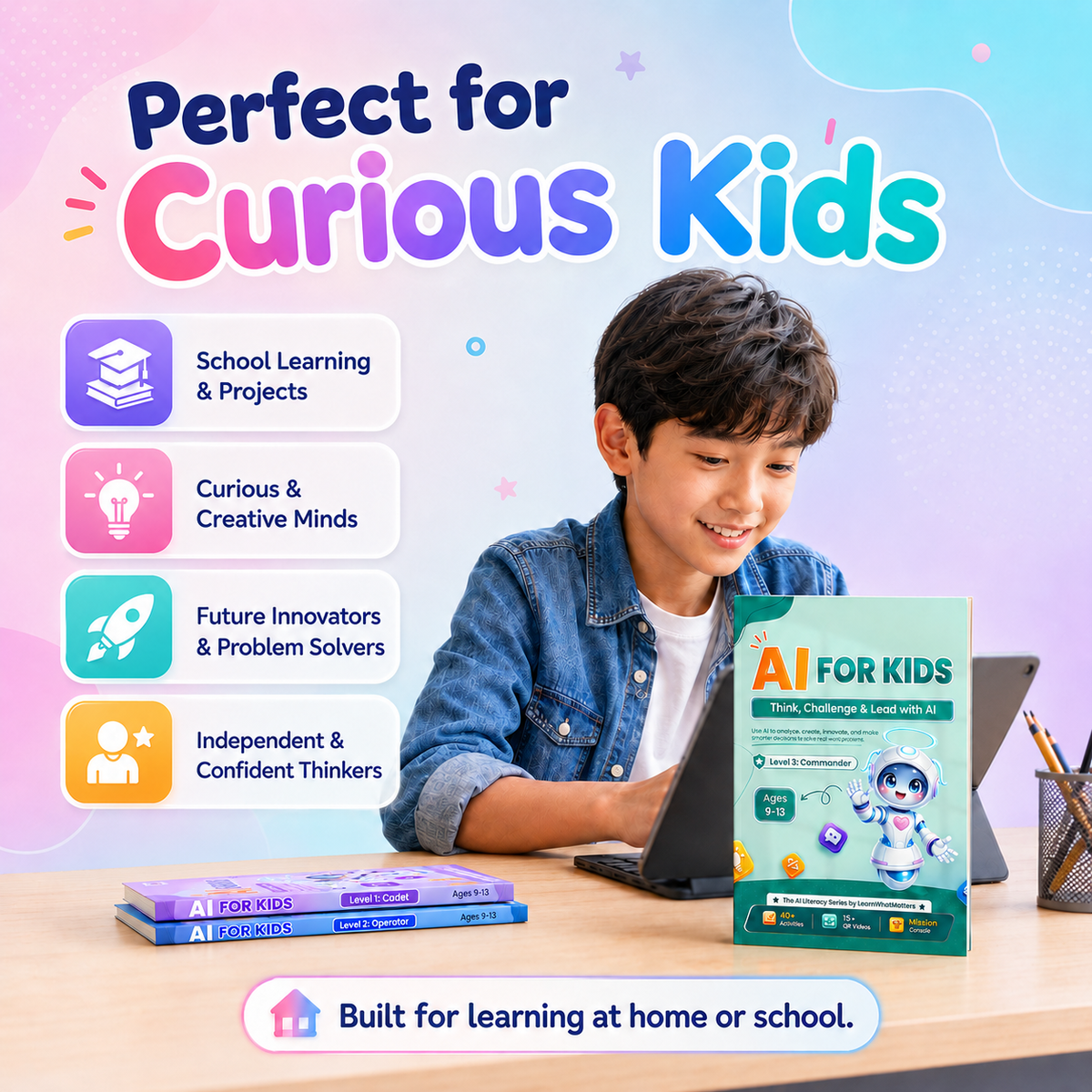 AI for Kids — 3-Book AI Literacy Series | Cadet to Commander (Ages 9–13)