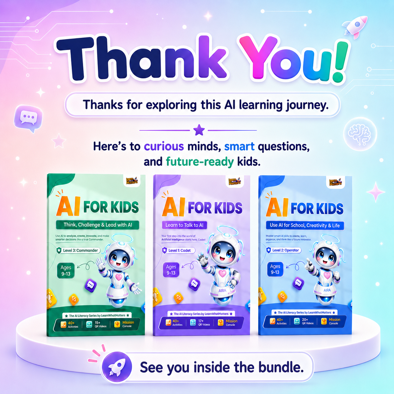 AI for Kids — 3-Book AI Literacy Series | Cadet to Commander (Ages 9–13)