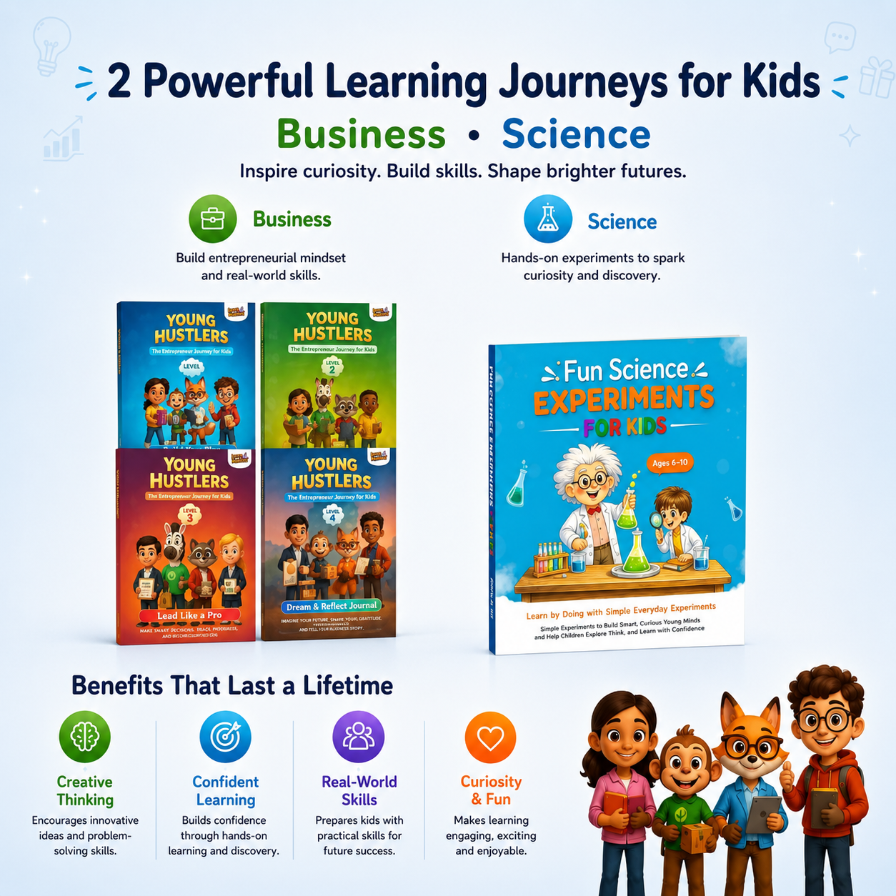 2 Powerful Learning Journey for Kids – Science & Entrepreneurship | 5 Books for Ages 6–14